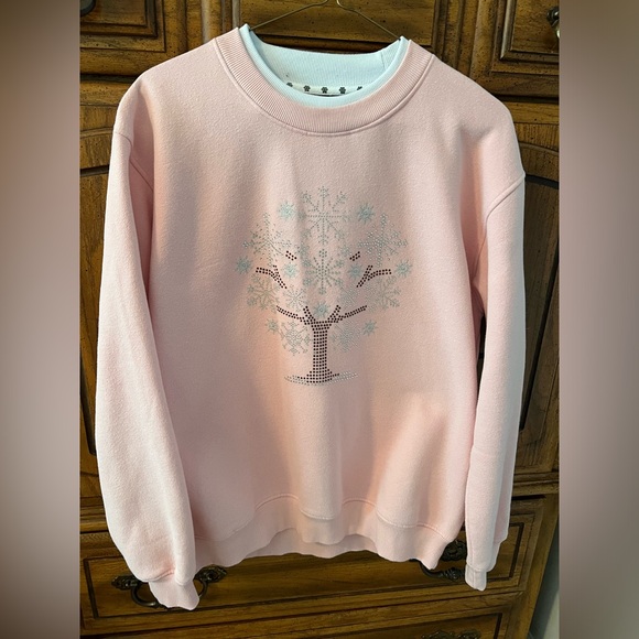 Pink Sparkly Snow Tree Sweatshirt - Picture 1 of 2